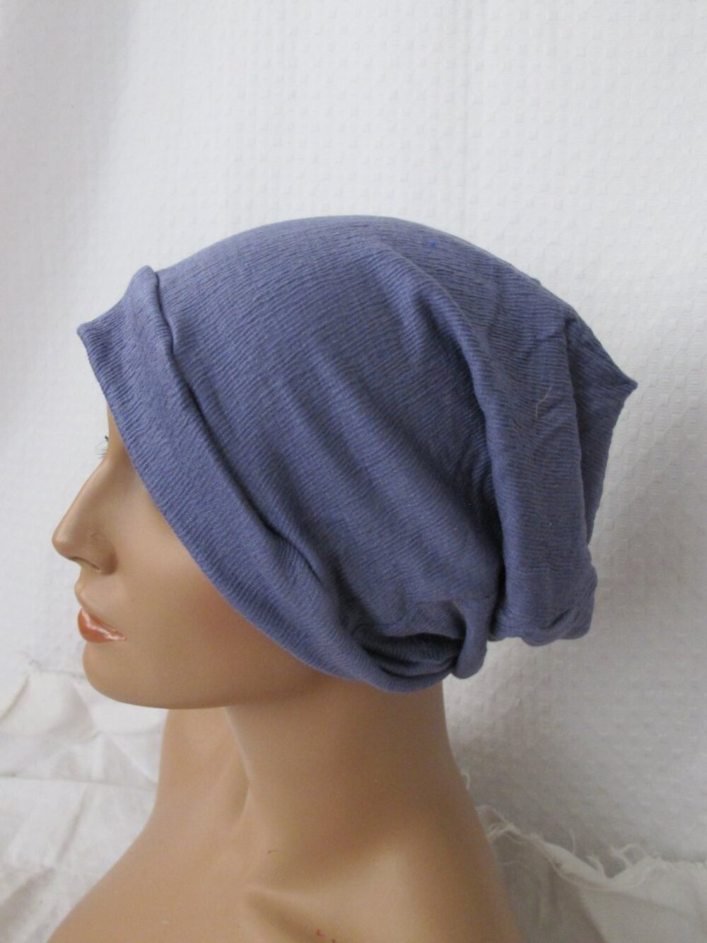 Handmade Purple Textured Slouch Beanie
